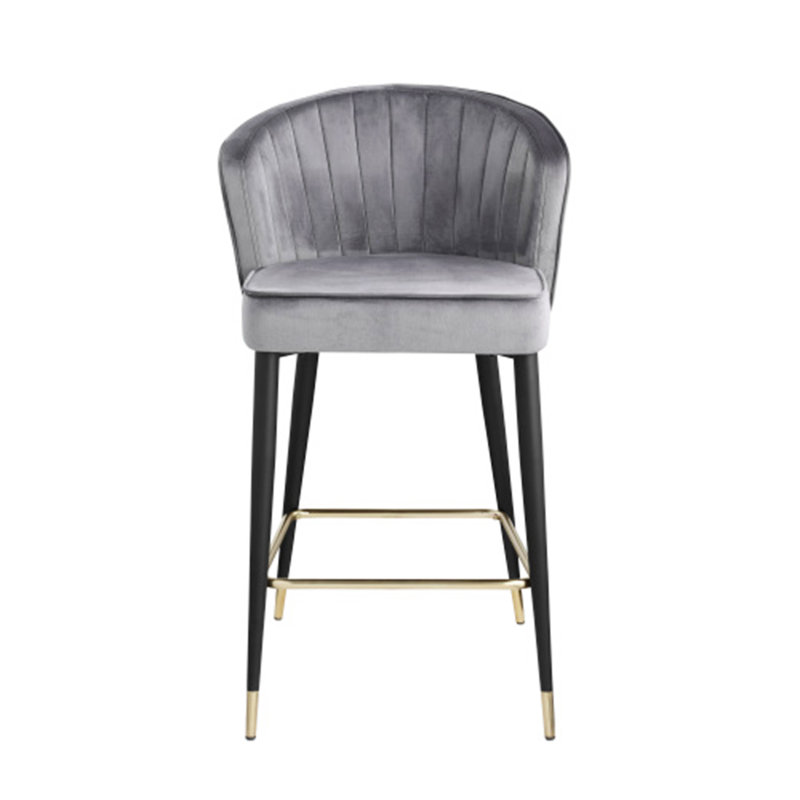 Shiloe Fabric Upholstered Bar Stools, Grey, 1