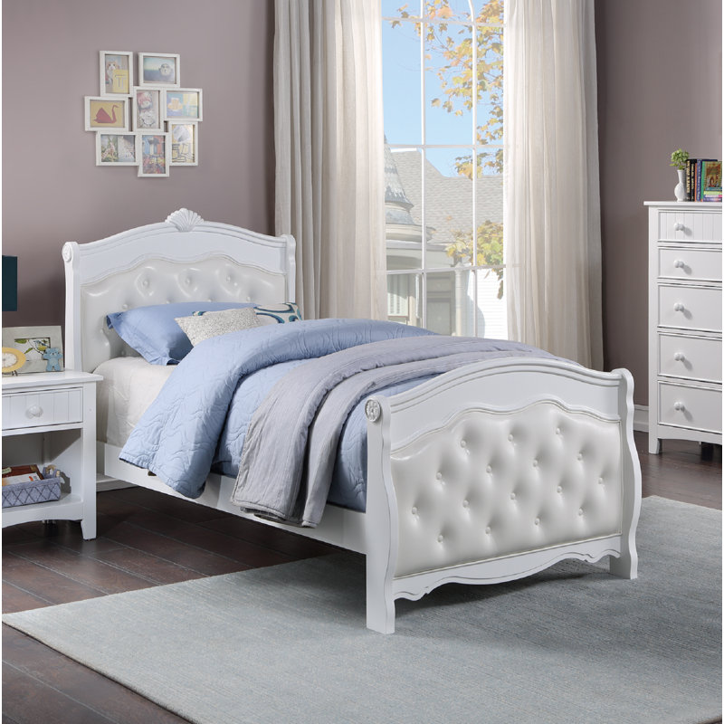 Lit standard capitonné Trosky, Double, Blanc