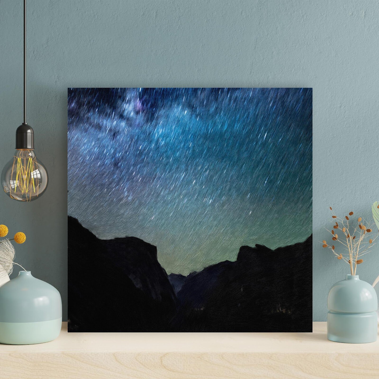 8x8 Canvas Starry Galaxy Night Sky Acrylic Painting on Canvas