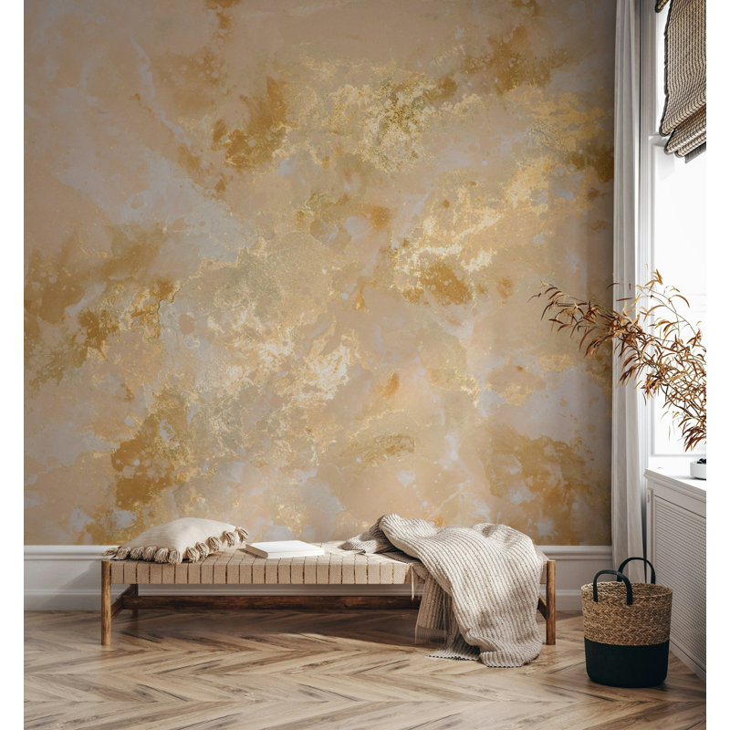 Beige Gold Marble Texture Wallpaper, 115"L x 225"W