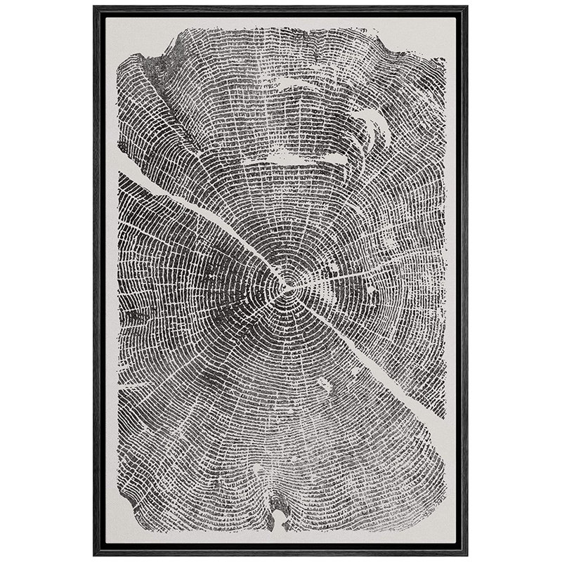 IDÉE4WALL, reproduction d'art sur toile encadrée, noir, gris, nature sauvage, illustrations, art moderne, rustique, abstrait, détente / calme pour le salon, la chambre à coucher, le bureau CFV-A13-03