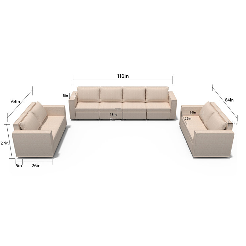 Canapé modulaire rembourré avec rangement 8 pièces Weimer