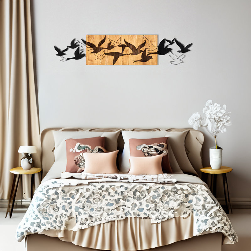 Decorative Wooden Wall Accessory, Black & Walnut, 43.7 x 9.8 inches | 100% Metal Frame (Thickness: 0.05 inches) & 100% Wooden Base (Thickness: 1.2 inches) | Stylish Home Décor for Modern Interiors, Durable & Elegant Design