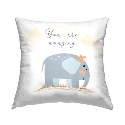 Uplifting Nursery Elephant Decorative Printed Throw Pillow by Matthew Piotrowicz