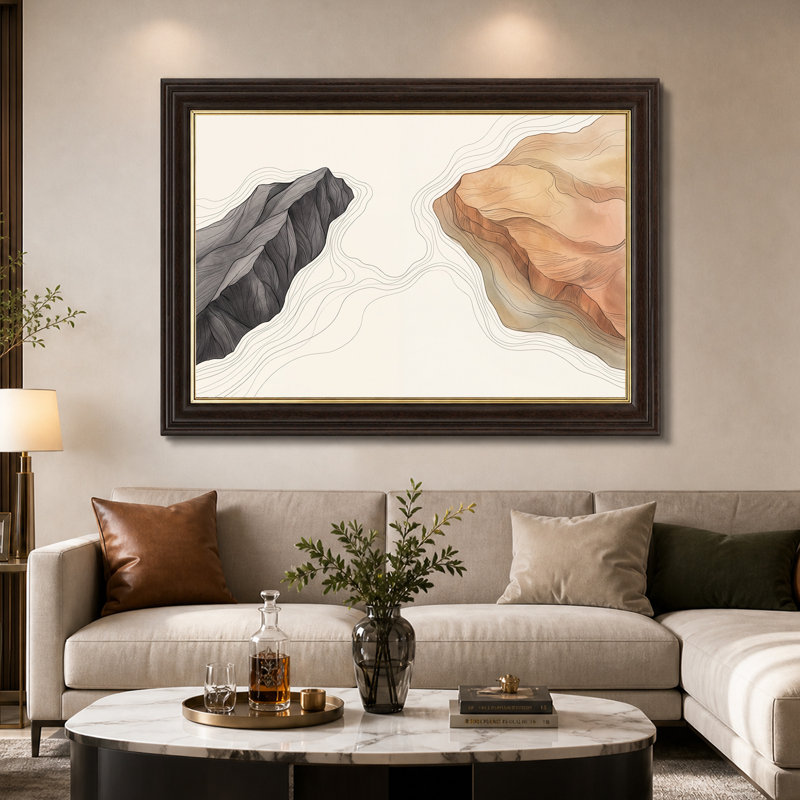 Art mural sur toile gris et rouille, 16"H x 24"W