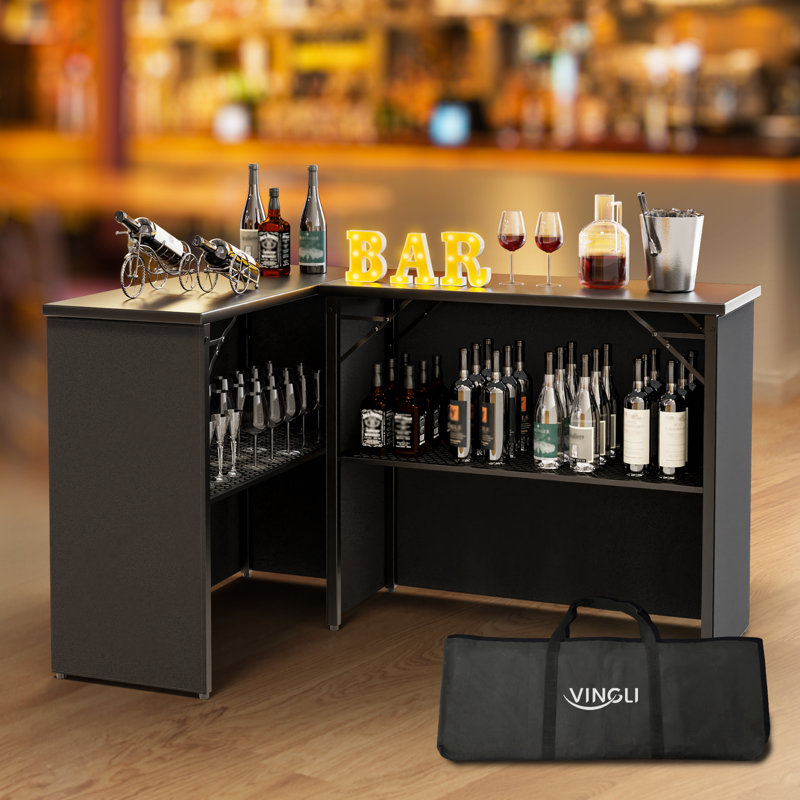 Table de bar pliante rectangulaire noire en métal avec bloc de lampe