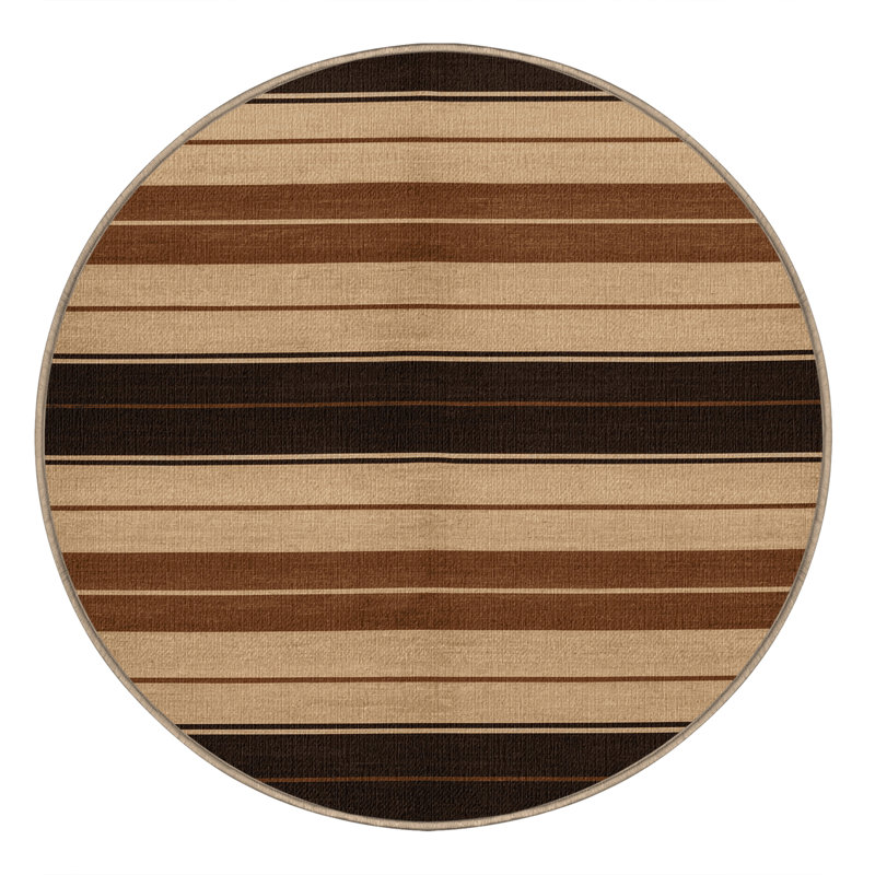 Washable Sand Dark Brown Striped Area Rug, Rectangle 3' x 5'