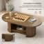 Table basse ovale cannelée avec tablette de rangement à deux niveaux, table d'appoint de style campagne moderne de style Mid-Century