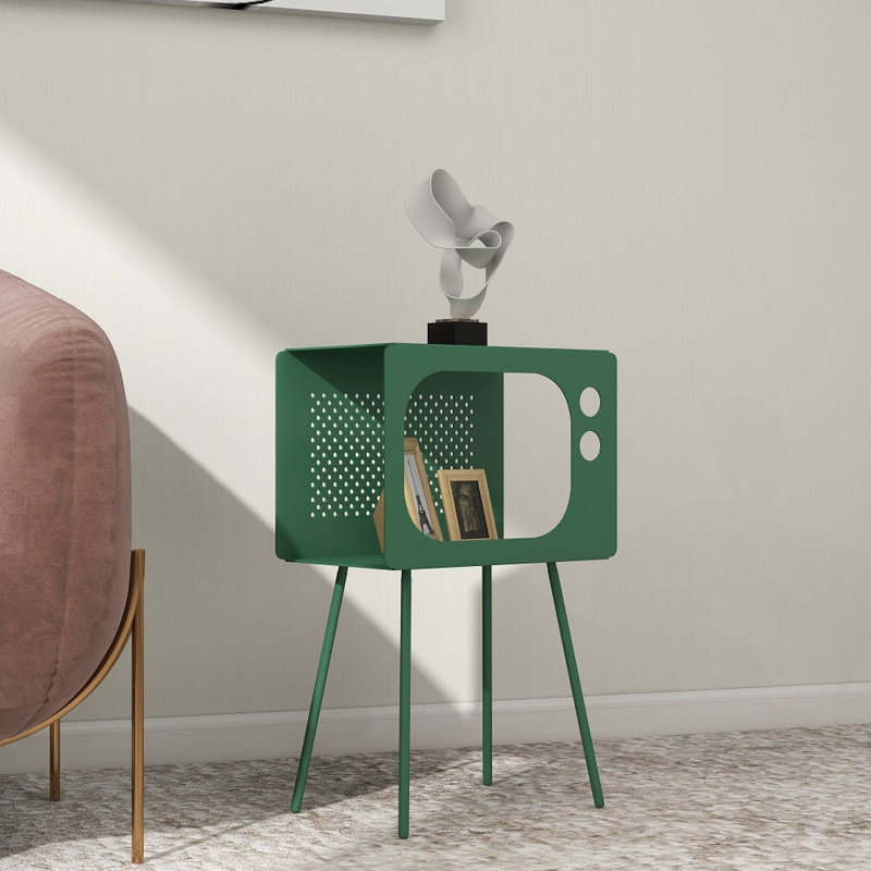 Stert Modern End Table In Television Shape Hollow Side Table, Green