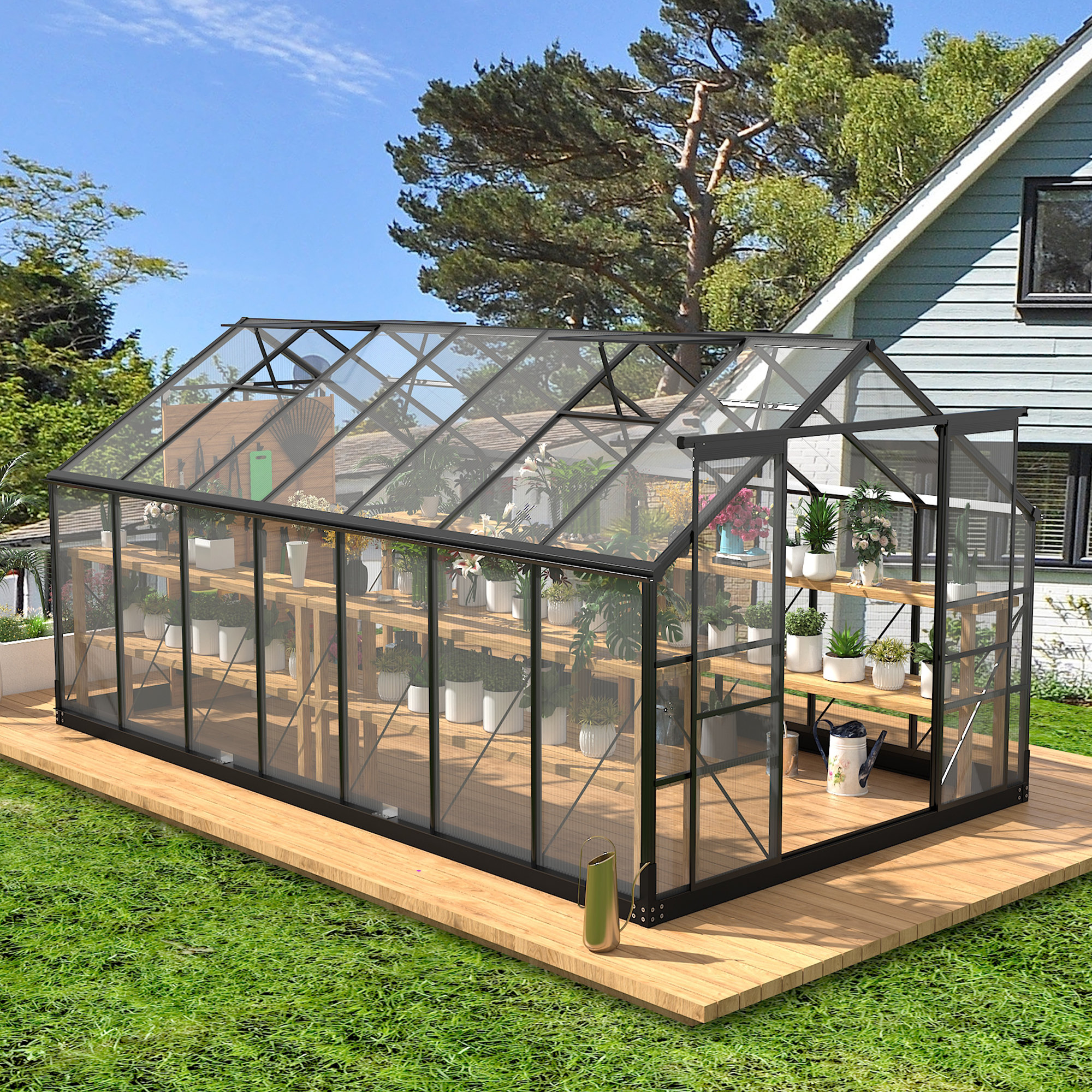 linor Polycarbonate Greenhouses, with Adjustable Roof Vent , Walk-in ...