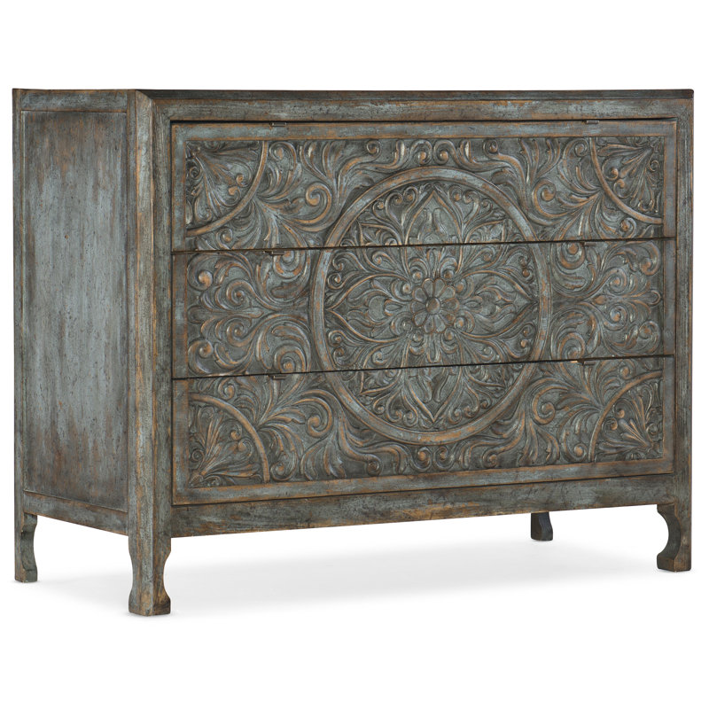 La Grange Solid Wood Accent Chest, Blue
