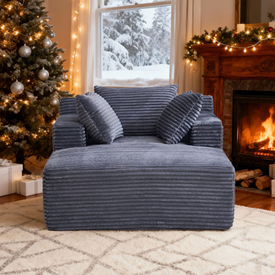 No Assembly Required Oversized Plush Corduroy Chaise Lounge Chair for Living Room
