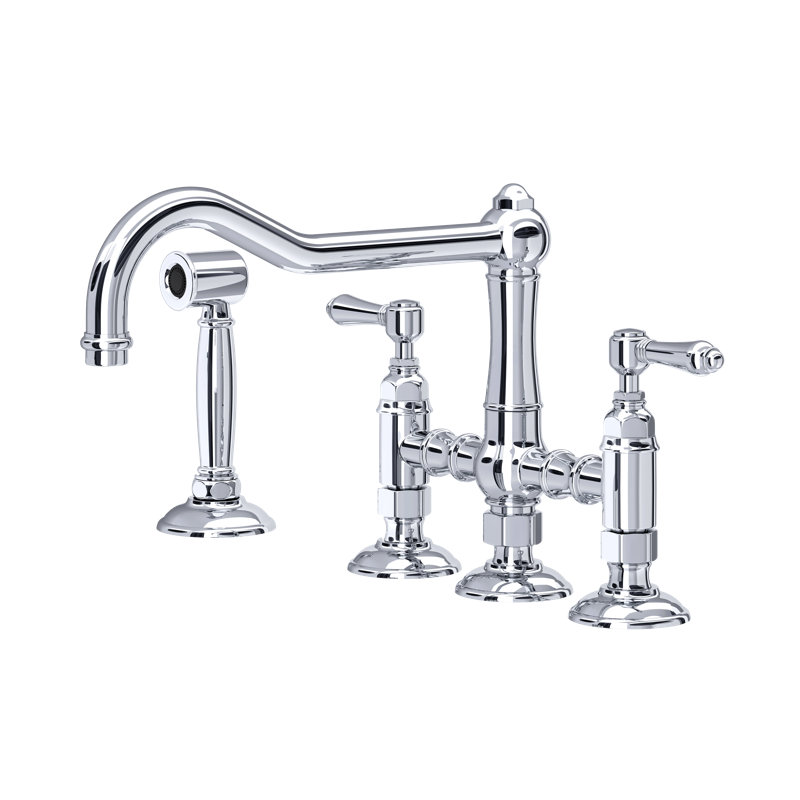 Acqui® Bridge Faucet with Handles, Polished Chrome, Metal Lever Handle