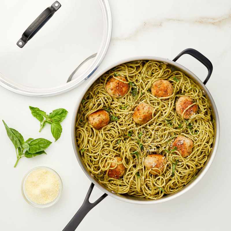 KitchenAid® 5-Ply Clad Stainless Steel Induction Saute Pan with Lid, 5-Quart