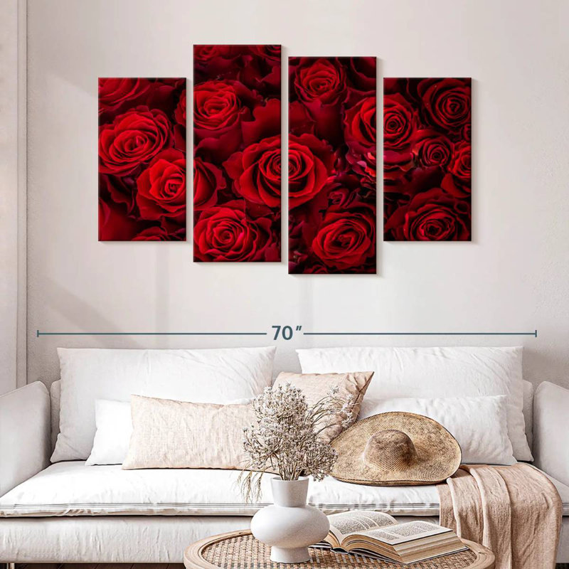 Hardie belles roses rouges, H 32 po x l 52 po