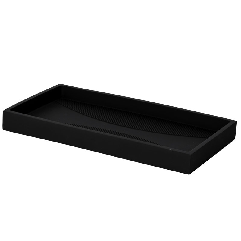 Rectangulaire, 25 po x 14 po x 2,5 cm en polyrésine, motif de crêtes moderne, plateau de comptoir en noir doux