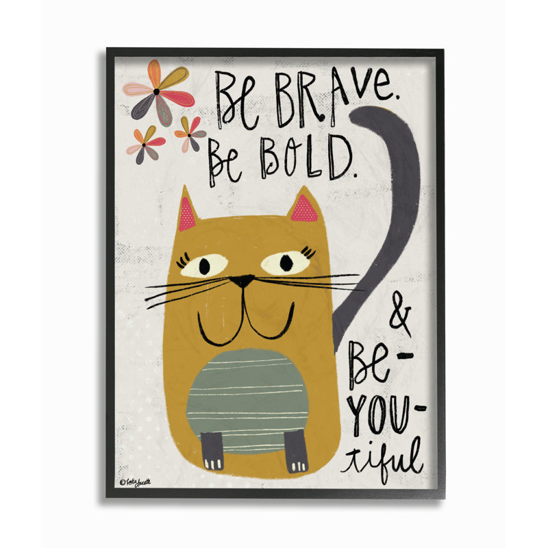 « be look be bold be you be belle kitty », art mural, H 20 po x l 16 po, Giclée encadrée noir minuit