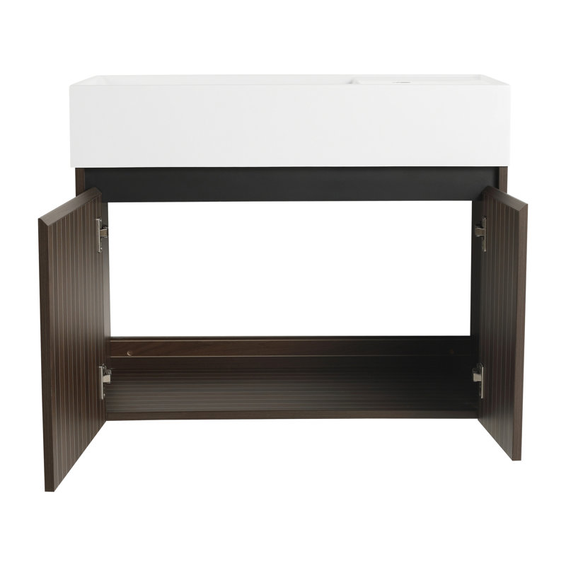 Meuble-lavabo de 30 po, montage flottant, lavabo en résine, meuble-lavabo de style contemporain pour baignoire, fabrication en contreplaqué, baignoire de conception moderne