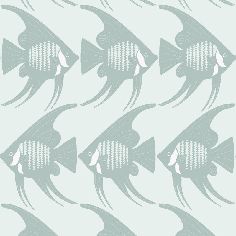 Angel Fish - Wallpaper, Taupe, Faux Grasscloth