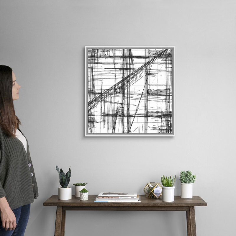 « Intersect I » par Ethan Harper-impression de dessin, H 14 po x l 14 po x 1,75 po, Cadre noir