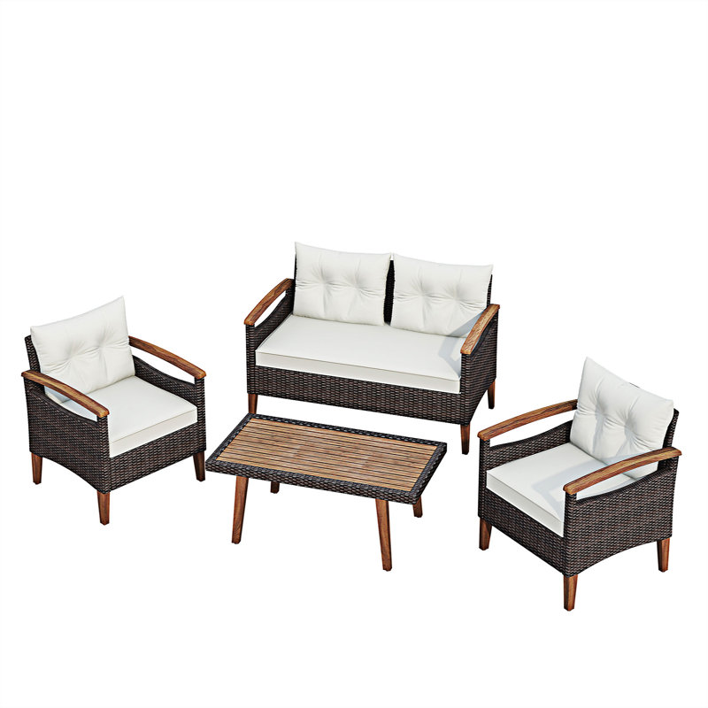 Keesey Rectangular 4 Person 37.4" Dining Set with Cushions