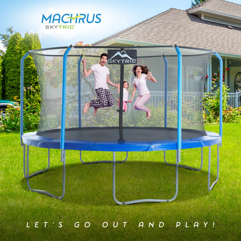Machrus Skytric 15 FT Round Trampoline Set with Premium Top-Ring Flex Frame Safety Enclosure System