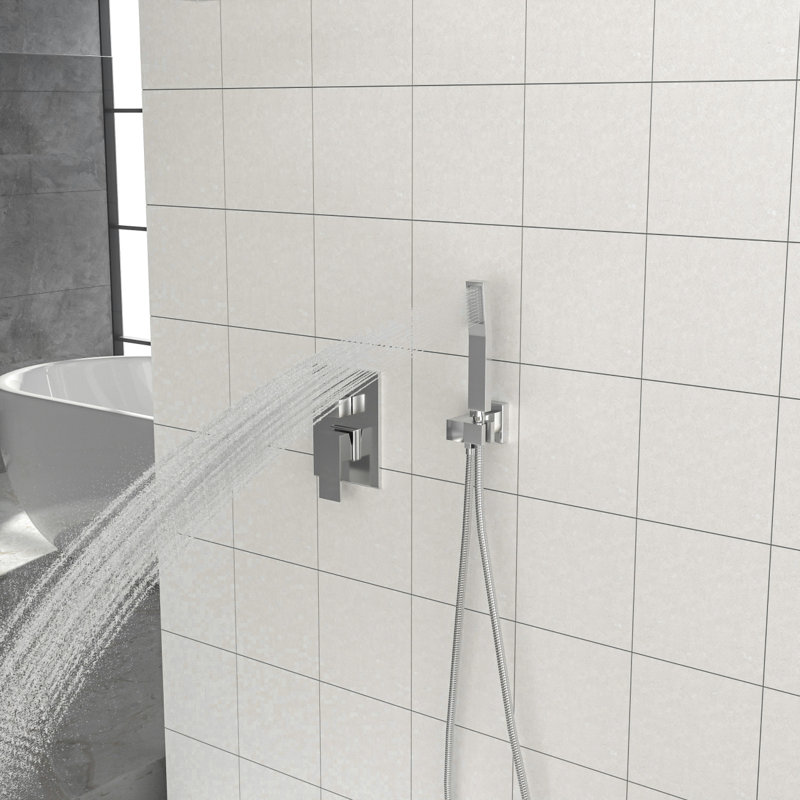 Dual Shower Head - 12 Inch Ceiling Mount Square Shower System With Rough-In Valve, Chrome