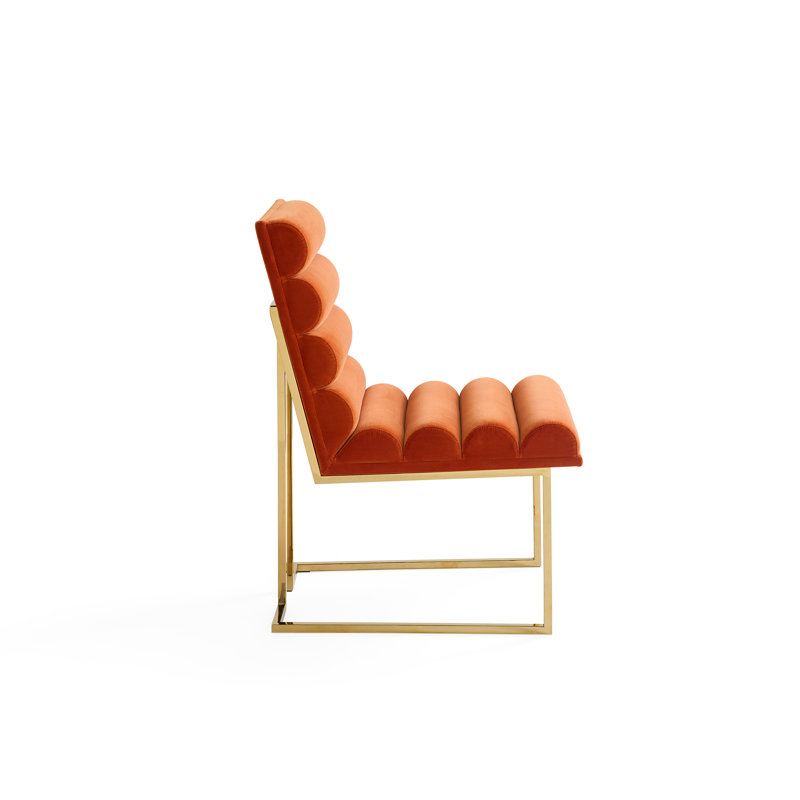 Goldfinger Upholstered Dining Chair, Orange Velvet