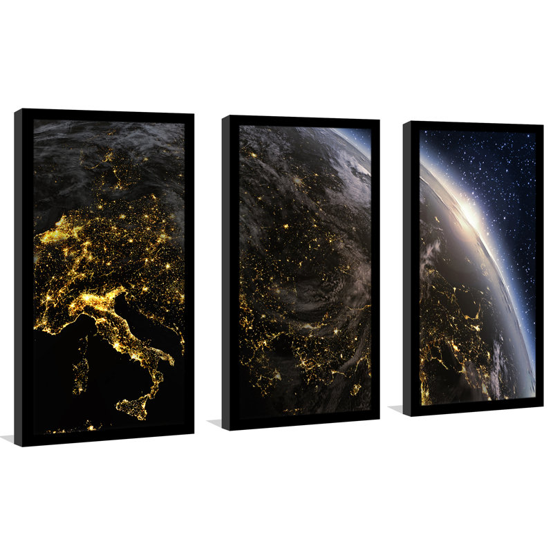 Terre - ensemble de 3 reproductions de photos sur acrylique, H 25,5 po x l 40,5 po x P 1 po