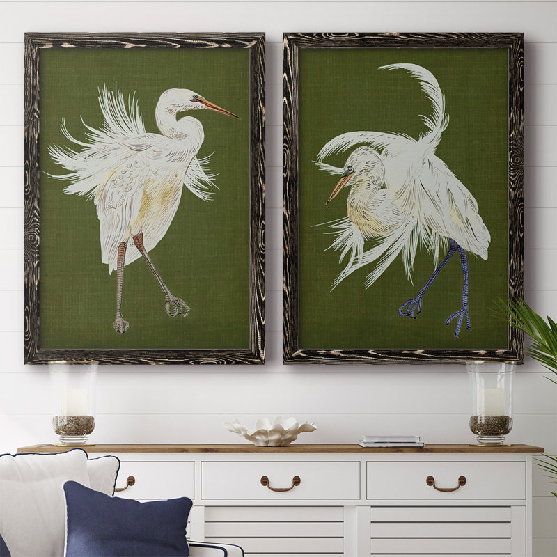Heron Plumage I-Premium, toile encadrée - prête à être accrochée, H 27,5 po x l 75 po x P 1,5 po, Noir