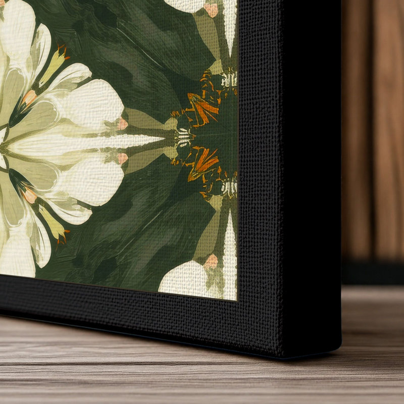 Symmetry Botanical 1 Piece Wrapped Canvas Wall Art, 36x24 - 91.4 x 61.0 cm, Black Border