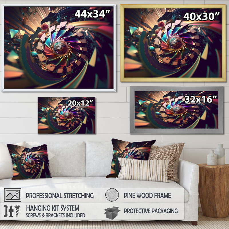 «Spiral Illusion Of Time Futuristic Abstract I», reproduction sur toile, Cadre doré à une seule photo