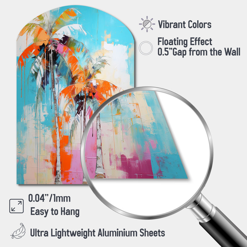 Denio - Arch Palms, décoration murale asymétrique en métal, H 43 po x l 33 po