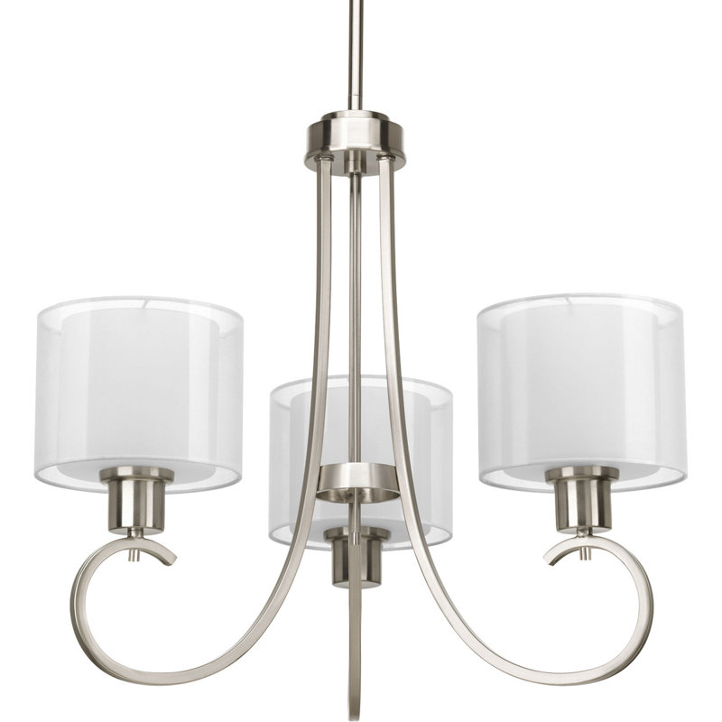 Invite 3 - Light Steel Dimmable Chandelier, Brushed Nickel, 3