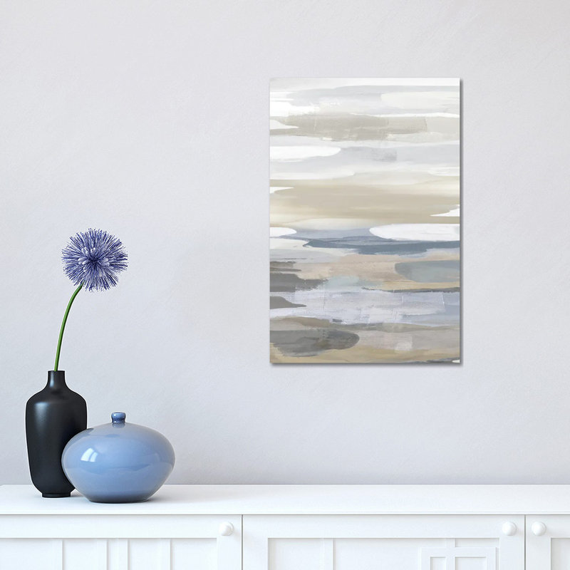 Intuition Blue And Tan by Jackie Hanson - Wrapped Canvas Print, 30.48 cm H x 45.72 cm W