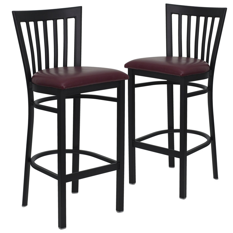 Counter Stool with Metal Frame, Bar Stool (29” Seat Height), Burgundy Vinyl, 1