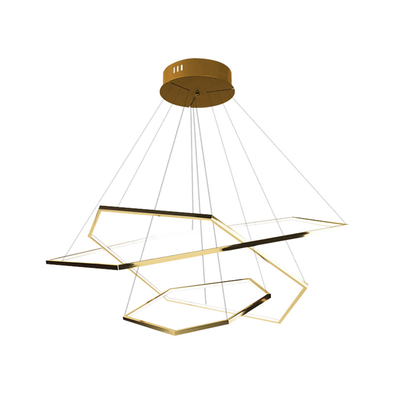 Bellamae 3 - Light Geometric LED Chandelier, 130 cm H x 80 cm W x 80 cm D
