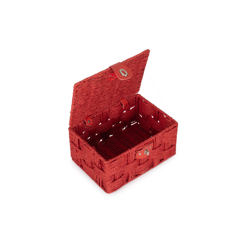 Paper Rope Gift or Storage Hamper, 15cm H x 30cm W x 21cm D, Red