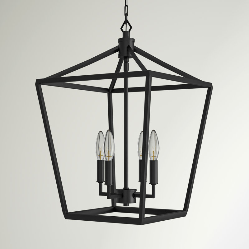 Lustre géométrique à 4 lumières Poisson, Noir mat, H 17 po x l 12 po x P 12 po