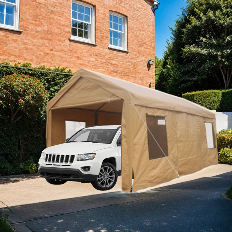 Abri de garage en polypropylène l 12 pi x P 20 pi, Sable