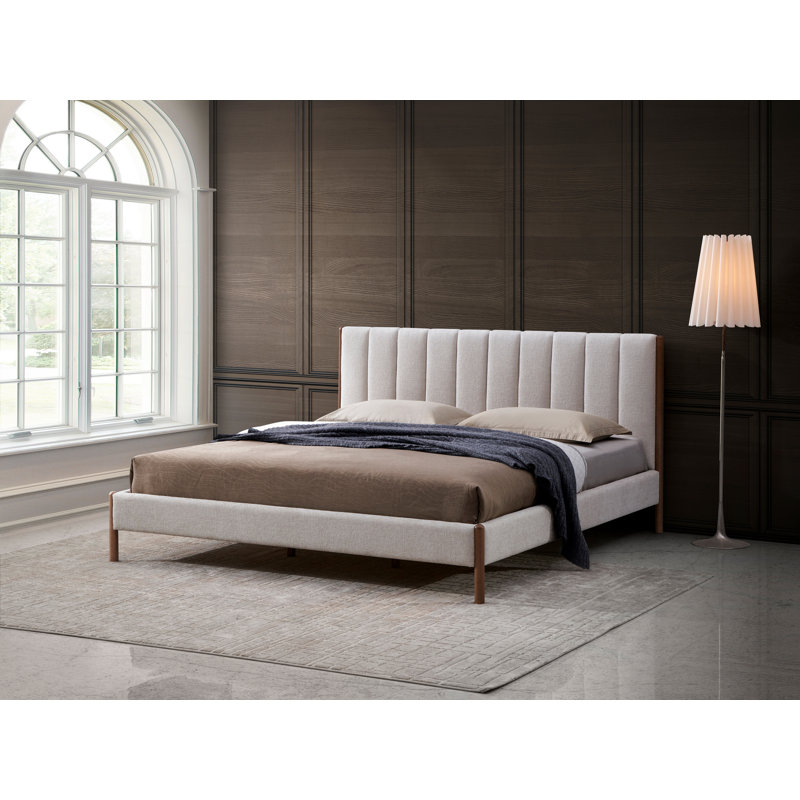 Upholstered Platform Bed, Cream, King
