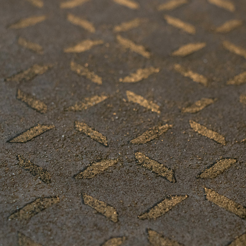 Urban Classics Collection Soho Metallic Industrial Grid Wallpaper Roll, Brown