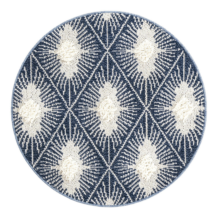 Geometric Machine Woven Polyester Area Rug in Blue