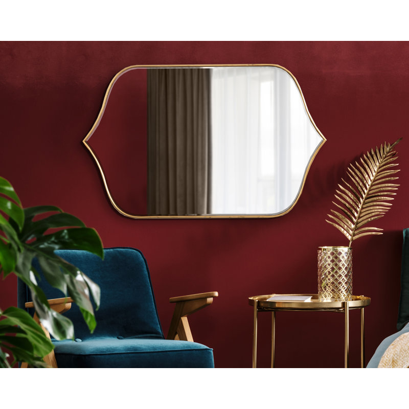 Tyla Modern Framed Accent Wall Mirror, Gold