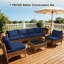 Ensemble de conversation modulaire en osier 7 pièces avec coussins pour la cour arrière / patio / piscine - bleu