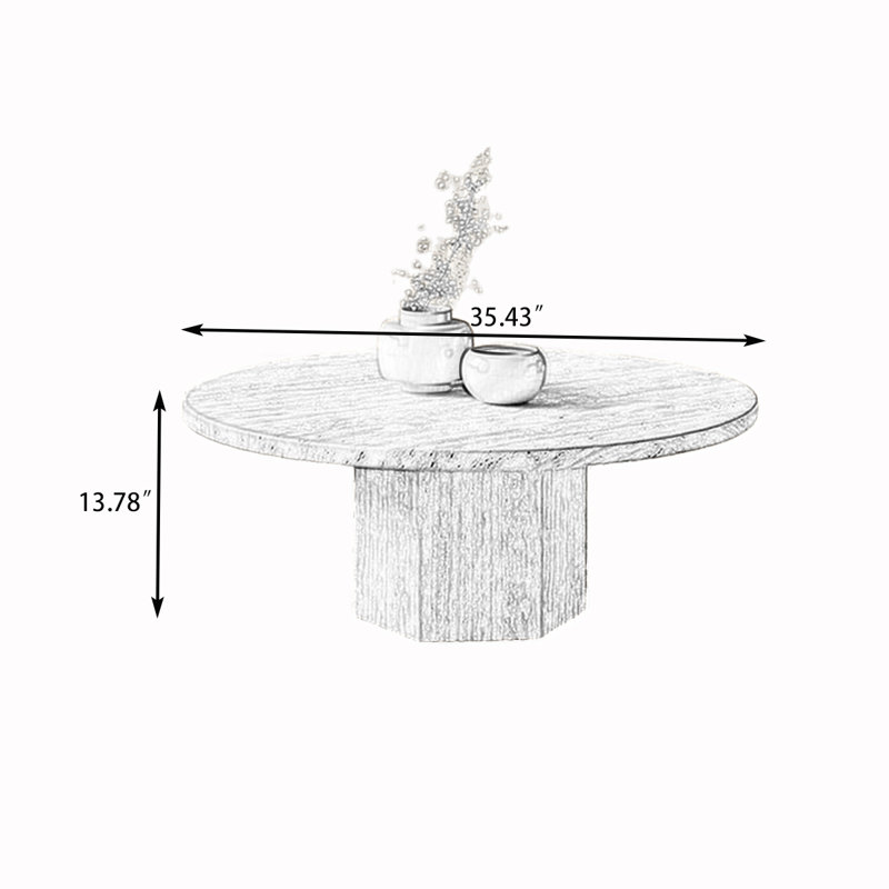 Table basse en pierre, H 13,78 po x l 35,43 po x P 35,43 po