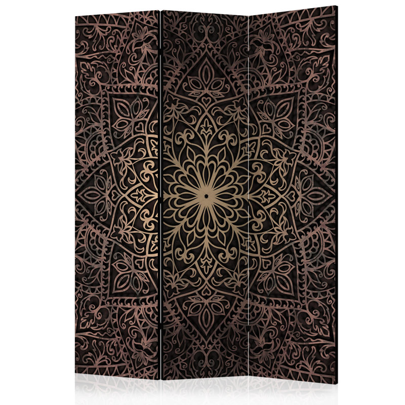 Isla 172cm H Solid Wood Folding Room Divider, 3, Gold/Black
