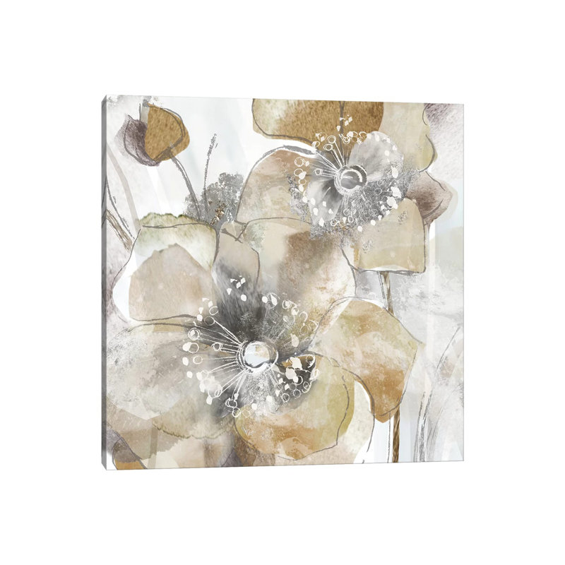 «Taupe Spring Poppy II», reproduction sur toile, H 18 po x l 18 po x P 1,5 po, Toile tendue