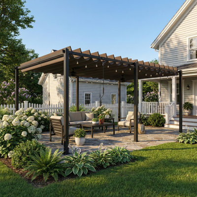 Pavillon de jardin à pergola 10 'x 19' avec toit ajustable UPF50 +