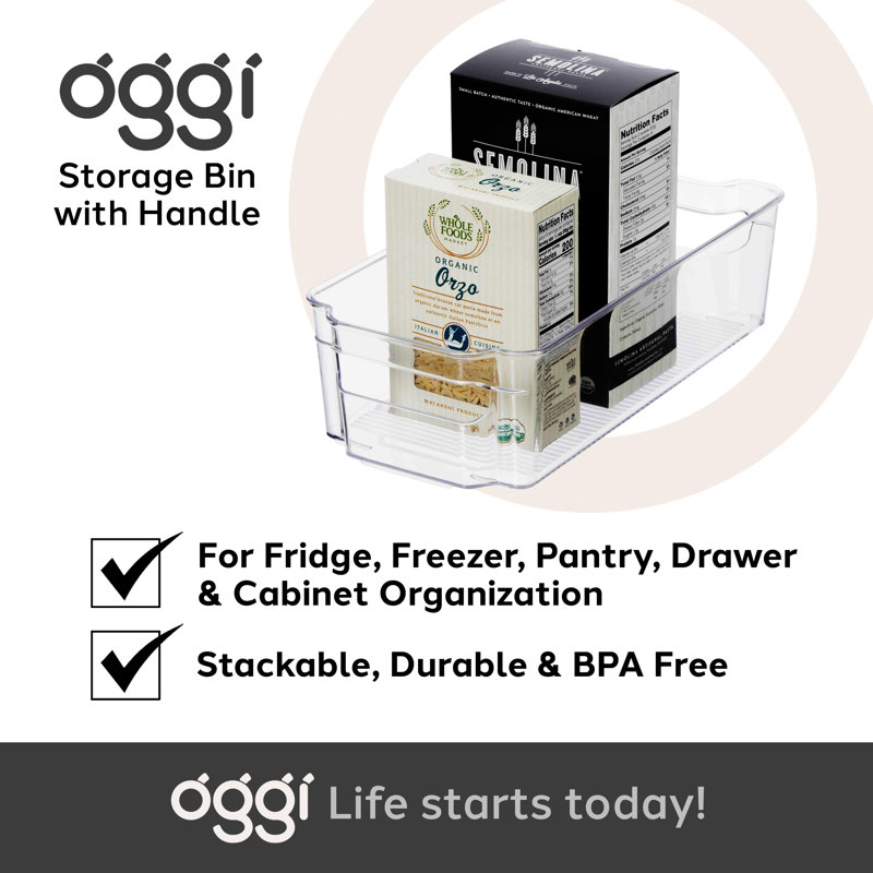 Stackable Storage Bin, 3.5" H x 6.25" W x 12.5" D